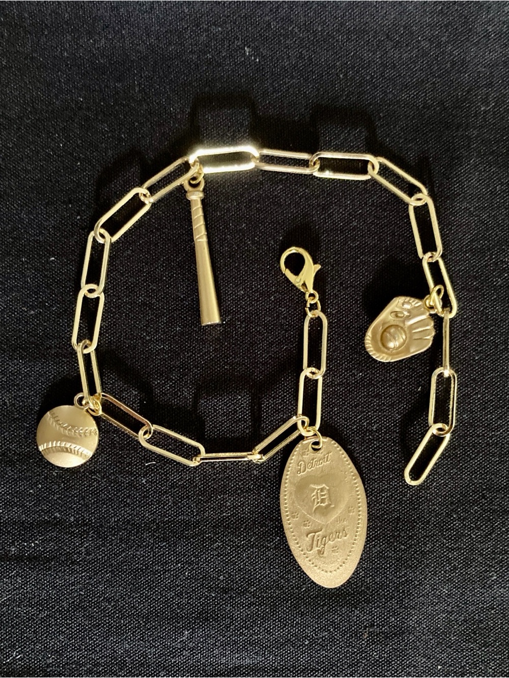 Gold-Tone Baseball Charm Bracelet